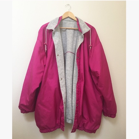 Vintage Jackets & Blazers - Vintage Reversible Magenta Windbreaker Jacket